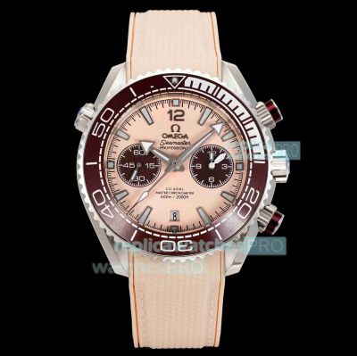 TVS Swiss 9900 Clone Omega Seamaster Planet Ocean 600m Beige Rubber Strap Watch 